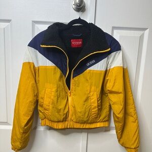 Guess Early 2000s Y2K Sporty Cropped Windbreaker Fleece Jacket Women’s Size S